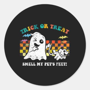 Sticker Rond Trick Or Treat Sentir Les Pieds Des Animaux De Com
