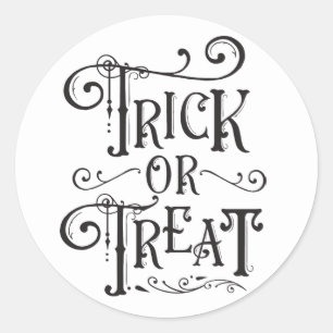 Sticker Rond Trick or Treat Typographie Vintage Halloween