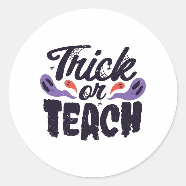 Sticker Rond Trick ou enseigner Haloweens (Devant)