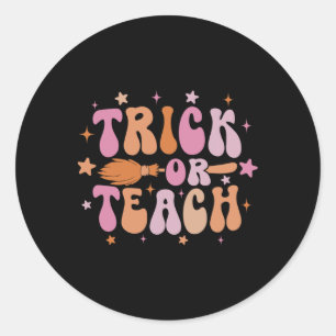 Sticker Rond Trick Ou Enseigner Rétro Super Chemise Halloween P