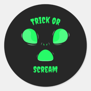 Sticker Rond Trick ou hurler Drôle design Halloween Alien