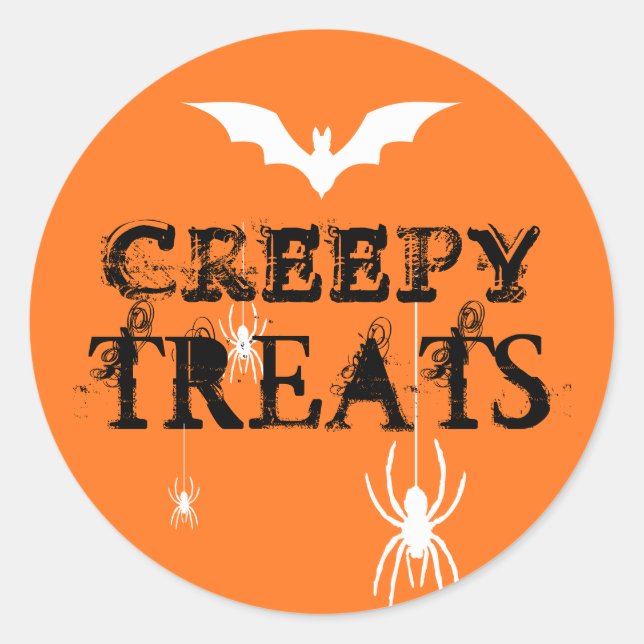 Sticker Rond Trick ou traitement Halloween Bats Déplaisants Ara (Devant)
