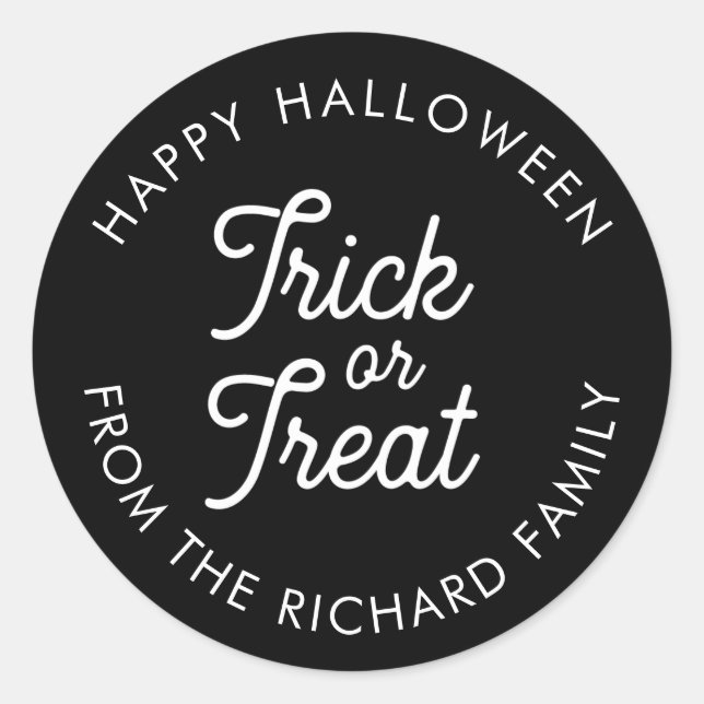 Sticker Rond Trick ou traitement Halloween personnalisé (Devant)