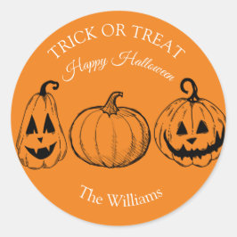 Sticker Rond Trick ou traiter Halloween Citrouille
