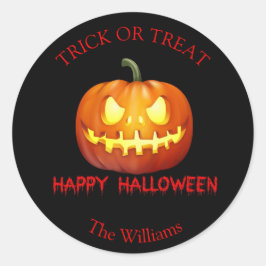 Sticker Rond Trick ou traiter Halloween Citrouille