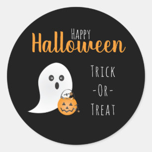 Sticker Rond Trick Ou Traiter Happy Halloween Ghost Éffrayant