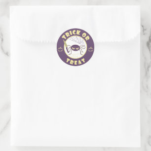 Sticker Rond Trick ou traiter l'araignée halloween style Starbu