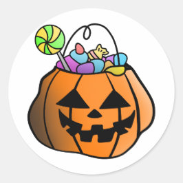 Sticker Rond Trick ou Treat Citrouille