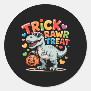 Sticker Rond Trick Rawr Treat Dinosaure Trex Tout-Petits Garçon