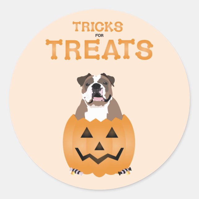 Sticker Rond Tricks Pour Traitements Français Bulldog Orange (Devant)