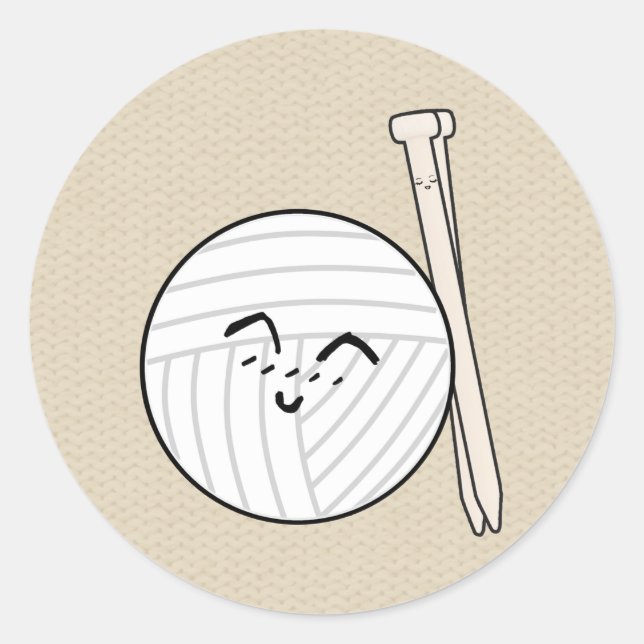 Sticker Rond Tricot Aiguilles & Fils Cartoon ♥ Artisanat (Devant)