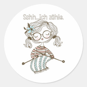 Sticker Rond Tricot Artisanat Débutant Aiguilles de Tricot