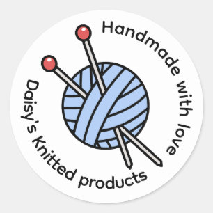 Sticker Rond Tricot fait main Personnalisé