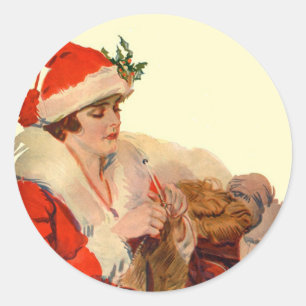 Sticker Rond Tricot pour Noël
