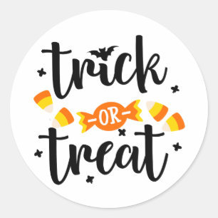 Sticker Rond Tricoter ou traiter Halloween Candy Typographie