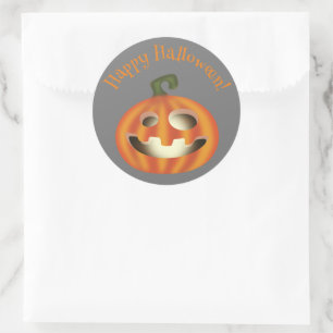 Sticker Rond Tricoter ou traiter le citrouille Halloween