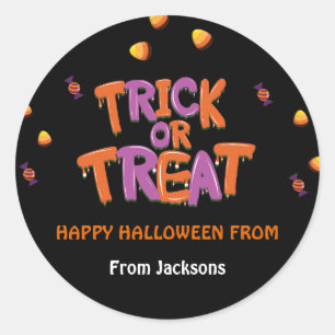 Sticker Rond Tricoter ou traiter l'Halloween du maïs bonbon