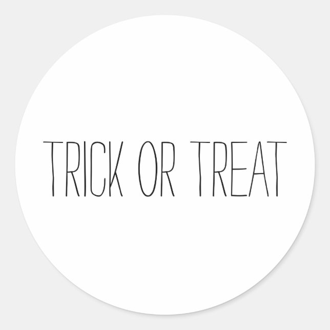 Sticker Rond Tricoter ou traiter noir et blanc Éffrayant Hallow (Devant)