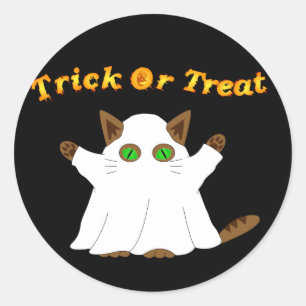 Sticker Rond Tricoter ou traiter un chat fantôme