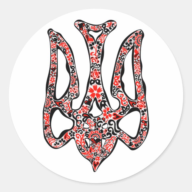 Sticker Rond Trident de l'emblème national ukrainien tryzub sty (Devant)