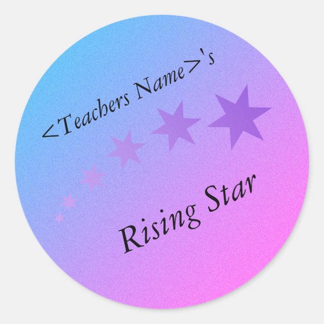 Sticker Rond Triez pour les étoiles rose violet et bleu! (Devant)