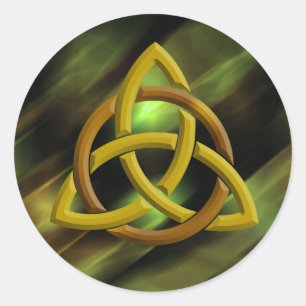 Sticker Rond Trinity Knot Celtic Green Metal Parties scintillan