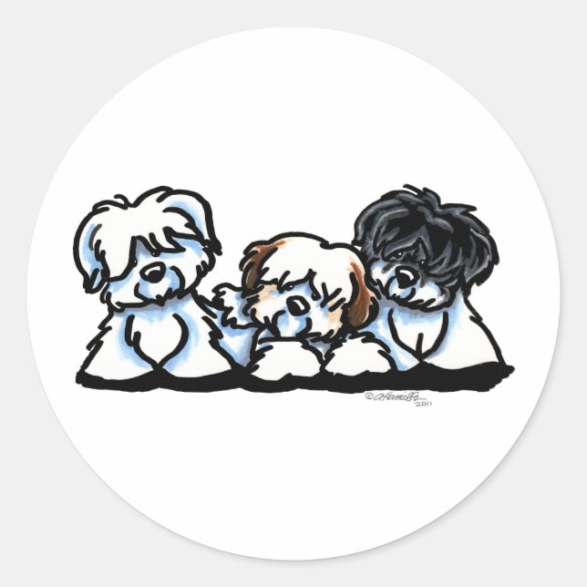 Sticker Rond Trio Coton De Tulear (Devant)