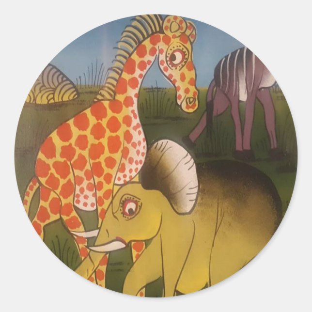 Sticker Rond Trio d'art africain (Devant)