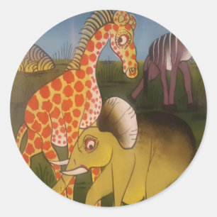 Sticker Rond Trio d'art africain