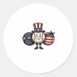 Sticker Rond Trio de baseball patriotique Vintage Vector Shirt_