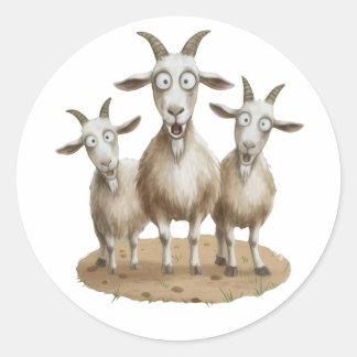Sticker Rond Trio de chèvres choquées