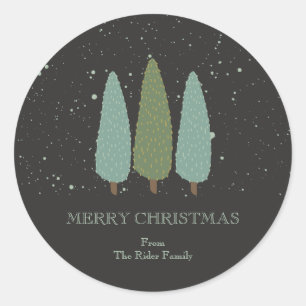 Sticker Rond Trio des arbres Cadeau de Noël
