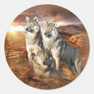 Sticker Rond Trio des loups