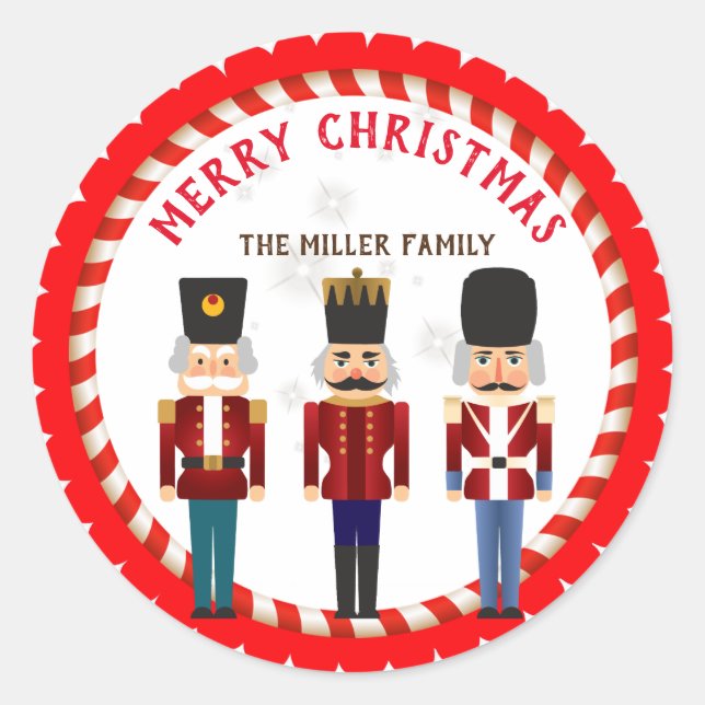 Sticker Rond Trio Nutcracker de Noël (Devant)