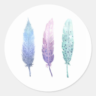 Sticker Rond Trio pour aquarelle de plume de Boho