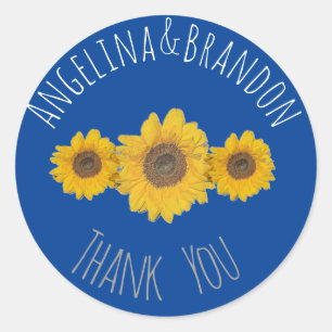 Sticker Rond Trio tournesol pour mariage - Merci