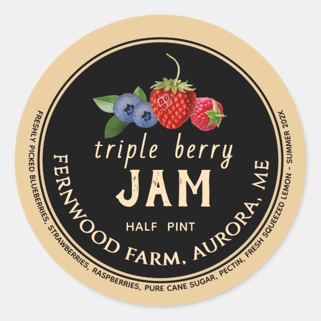 Sticker rond triple Berry (Devant)