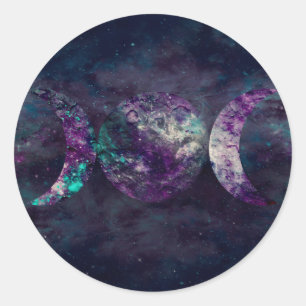 Sticker Rond Triple Déesse Lunaire Fête de l'Univers Luna