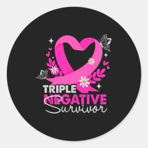 Sticker Rond Triple survivant négatif Sensibilisation au cancer