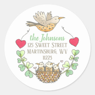 Sticker Rond Triplets Baby shower Adresse de retour