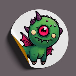 Sticker Rond Tripod l'autocollant monstre mal ajusté - Quirky O