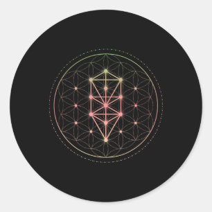 Sticker Rond Trippy Cool Yoga Géométrie Sacrée Géométrique Répé