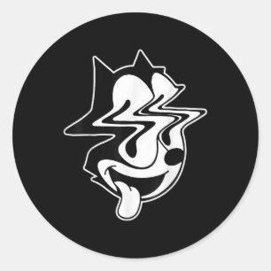 Sticker Rond Trippy Felix Cat Blackwork