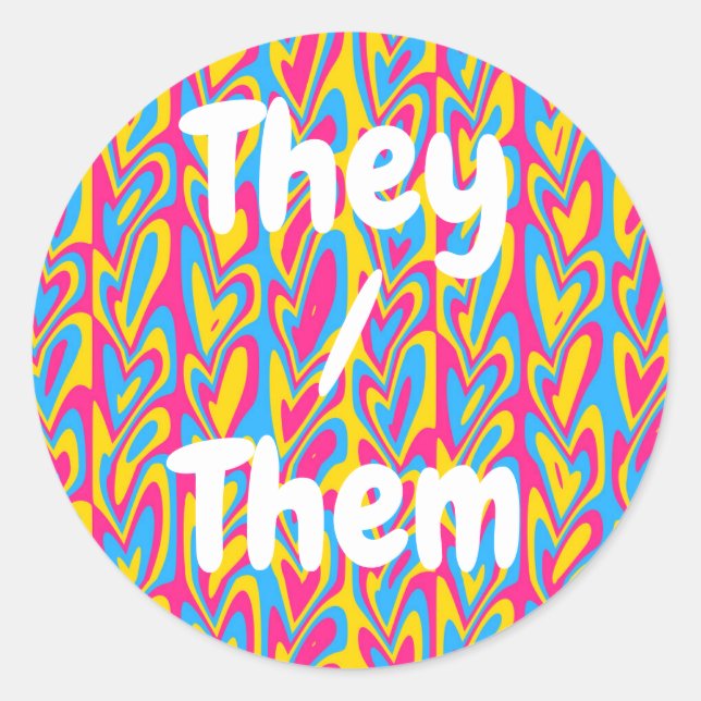 Sticker Rond Trippy super Hachement Quirky Pansexual Fierté (Devant)