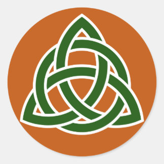 Sticker Rond Triquet noeud celtique (vert et blanc)