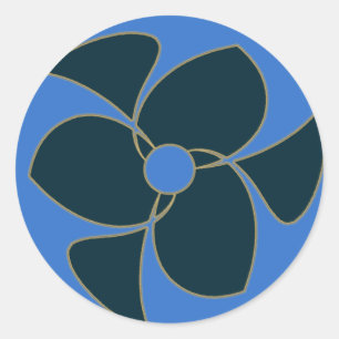 Sticker Rond Triquille spirale du croissant rétro Turquoise