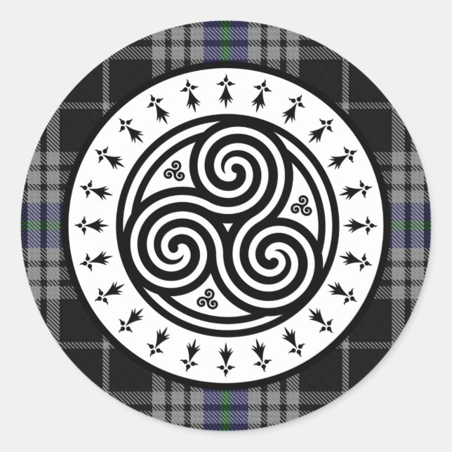 Sticker Rond Triskele & Tartan National Breizh (Devant)