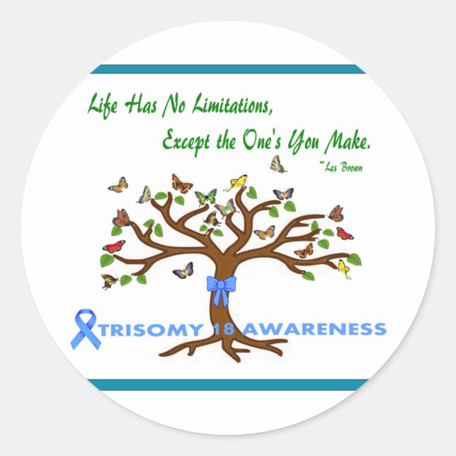 Sticker Rond Trisomy 18 La Vie N'A Pas D'Exceptions (Devant)