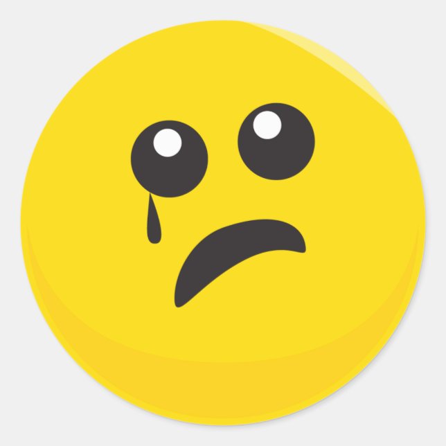 Sticker Rond Triste Pleure Mignonne Face (Devant)