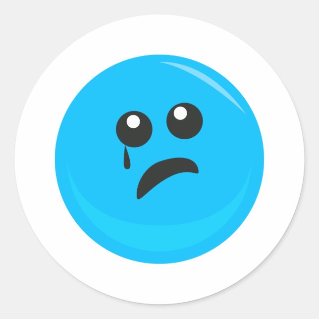 Sticker Rond Triste Pleure Mignonne Face (Devant)